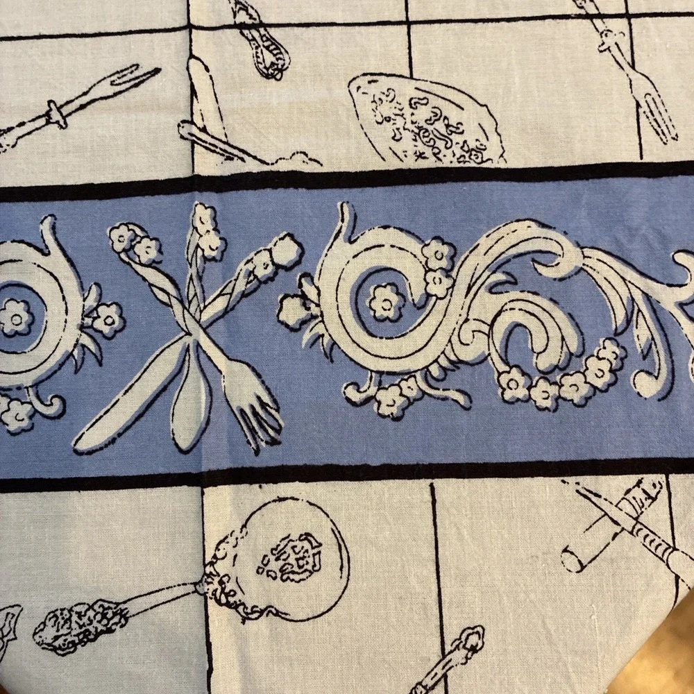 Pier One Square Tablecloth Fancy Utensils Pattern 54